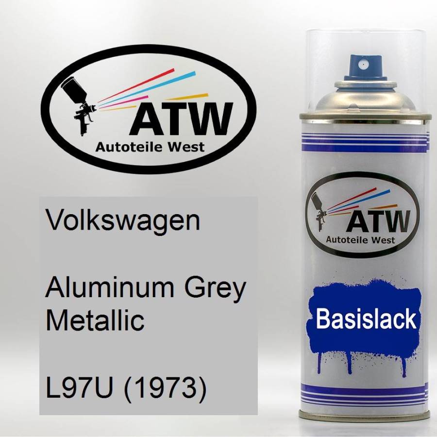 Volkswagen, Aluminum Grey Metallic, L97U (1973): 400ml Sprühdose, von ATW Autoteile West.